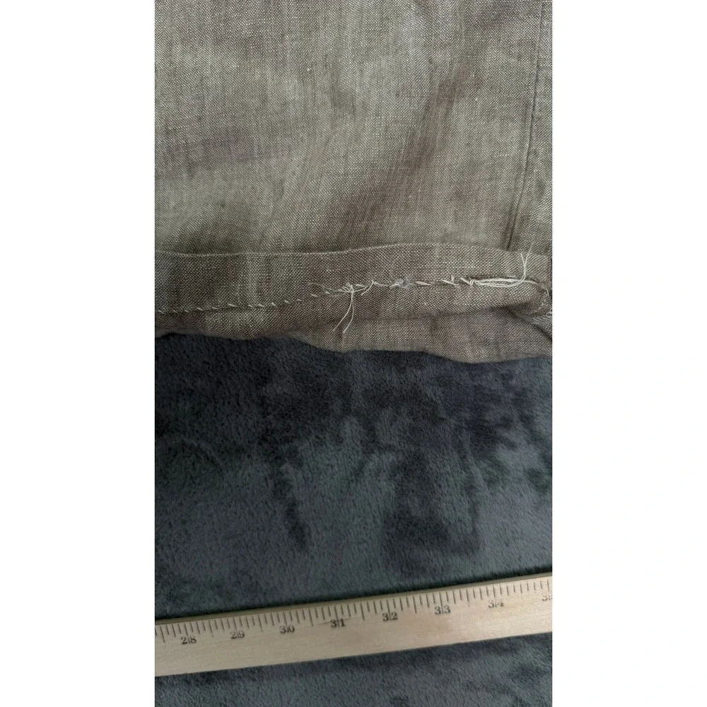 Orvis 100% Linen Pants Men 38x30.5 Oatmeal Brown Flat Front Straight Leg Coastal